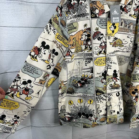 Disney Parks Vintage Mickey Comic Adult size XL Oversized Denim Jean Jacket NEW - Picture 5 of 15